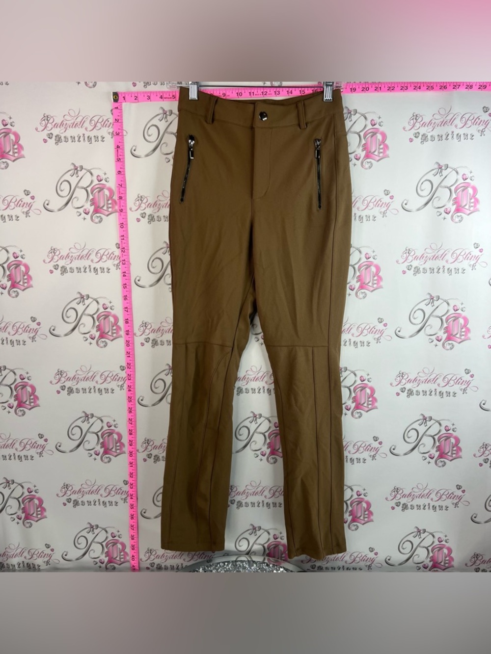 Dolcezza pants bottoms Straight-Leg Women's Pants in Brown with Zip Pockets